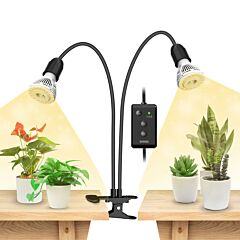 Sansi LED Grow Light Dual Head mit Timer  - Full Spectrum, 2 x 10 W