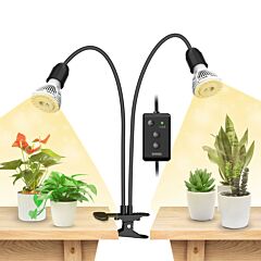 Sansi LED Grow Light Dual Head mit Timer - Full Spectrum, 2 x 10 W